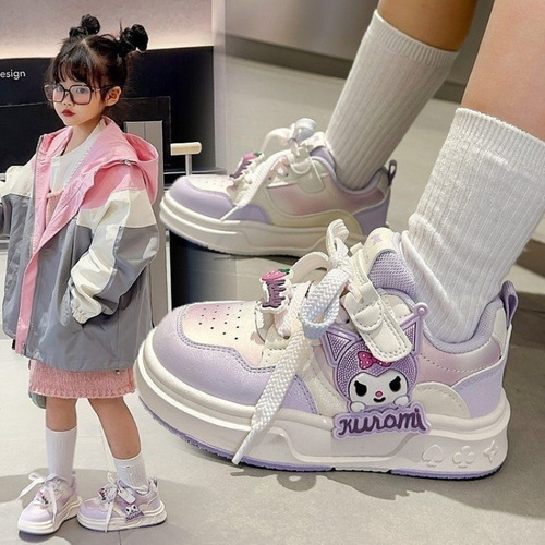 Children's sport shoes 2025 Spring soft sole casual Kuromi cartoon fashionable board shoes children waterproof versatile