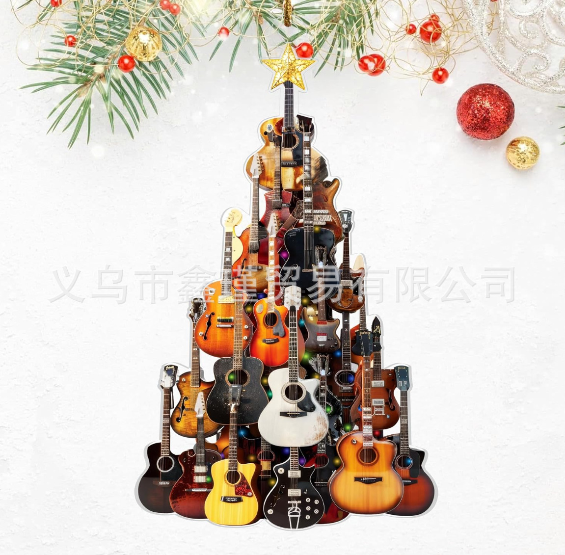 Transfronterizos Amazon nueva guitarra acrílica colgante de árbol de Navidad decoración de Navidad colgante plano para automóviles image 7