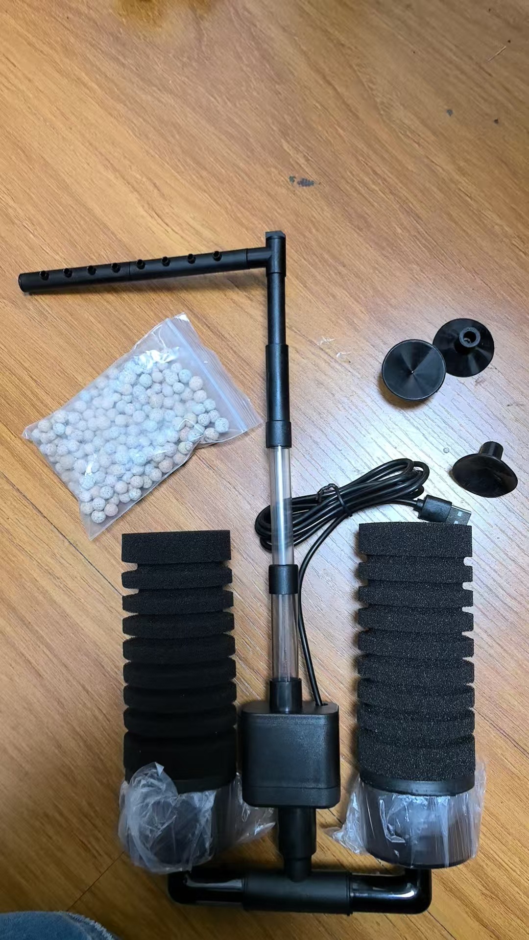 Filtro de algodón bioquímico neumático para peceras, limpiador de inodoros neumático de pared con caja de filtro y perlas biológicas. image 13