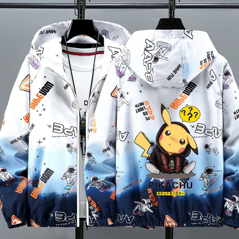 2026 New Cross-Border Model Student Spring Hooded Gradient Letter Color-Blocking Jacket Youth Printed Casual Jacket for Men 2026 New Cross-Border Model Student Spring Hooded Gradient Letter Color-Blocking Jacket Youth Printed Casual Jacket for Men