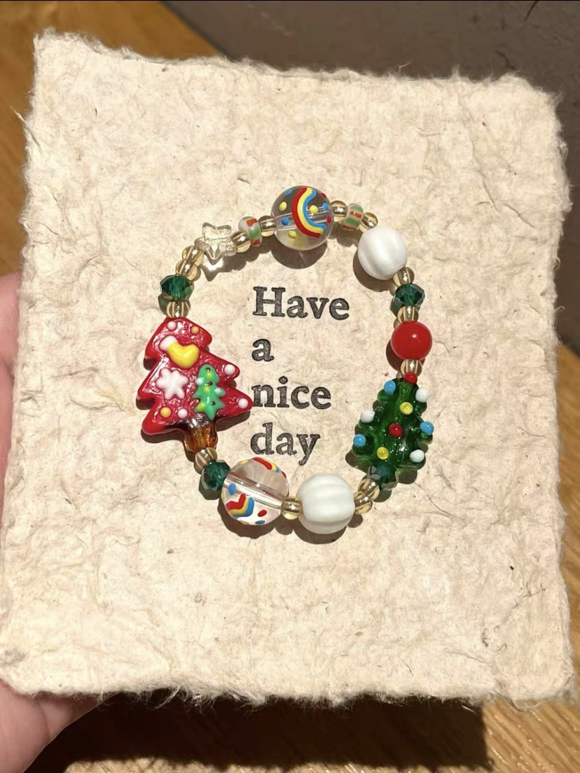 Unisex Gender Cute Classic Style Christmas Tree Gingerbread Glass Beaded Chain Beaded Bracelets Christmas Wholesale
