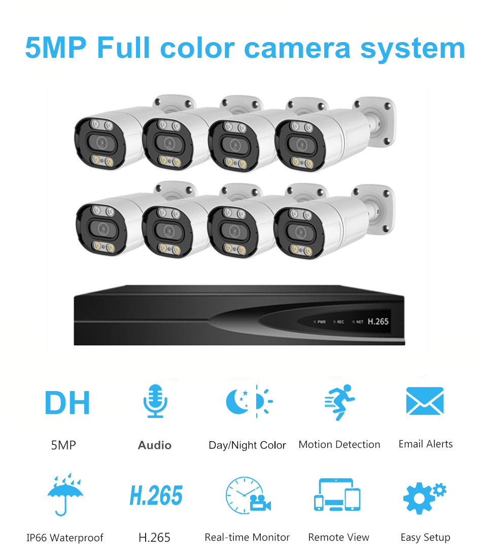 Acarte gözetim kamera seti 5MP tam renkli poe cctv ip kamera sistemi