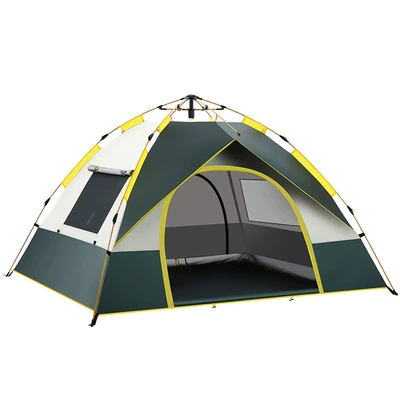 Avtomobil dam çadırları – Camping Equipment - silver-glue-dark-green-two-doors-and-two-windows-double