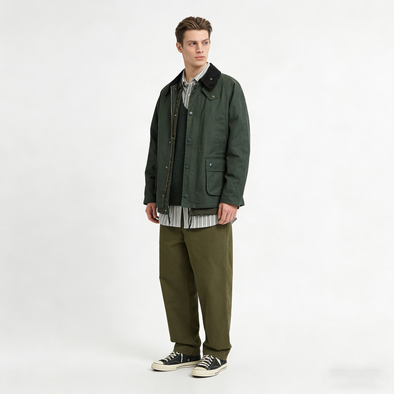 Okonkwo Satin Thick Wool Blend Hunting Wax-Free Jacket Mid-Length Windbreaker Beaufort Waist Version Okonkwo Satin Thick Wool Blend Hunting Wax-Free Jacket Mid-Length Windbreaker Beaufort Waist Version