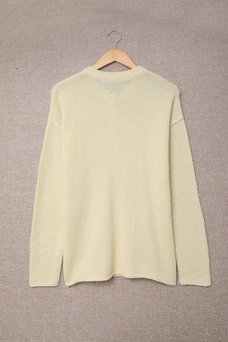 Solid Color Long Sleeve Buttoned Sweater NSQSY86999