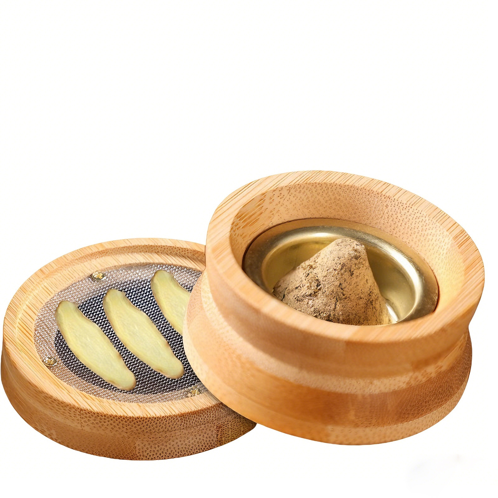 Cone Moxa Towers 5 Year Aged Moxa Wool Ai Ta 140pcs Hollow Smoke-Down Ginger Moxibustion Set in use