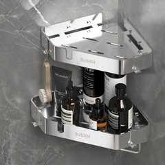 304 stainless steel corner shelf for bathroom and toilet, no drilling triangular shelf, washbasin corner storage rack