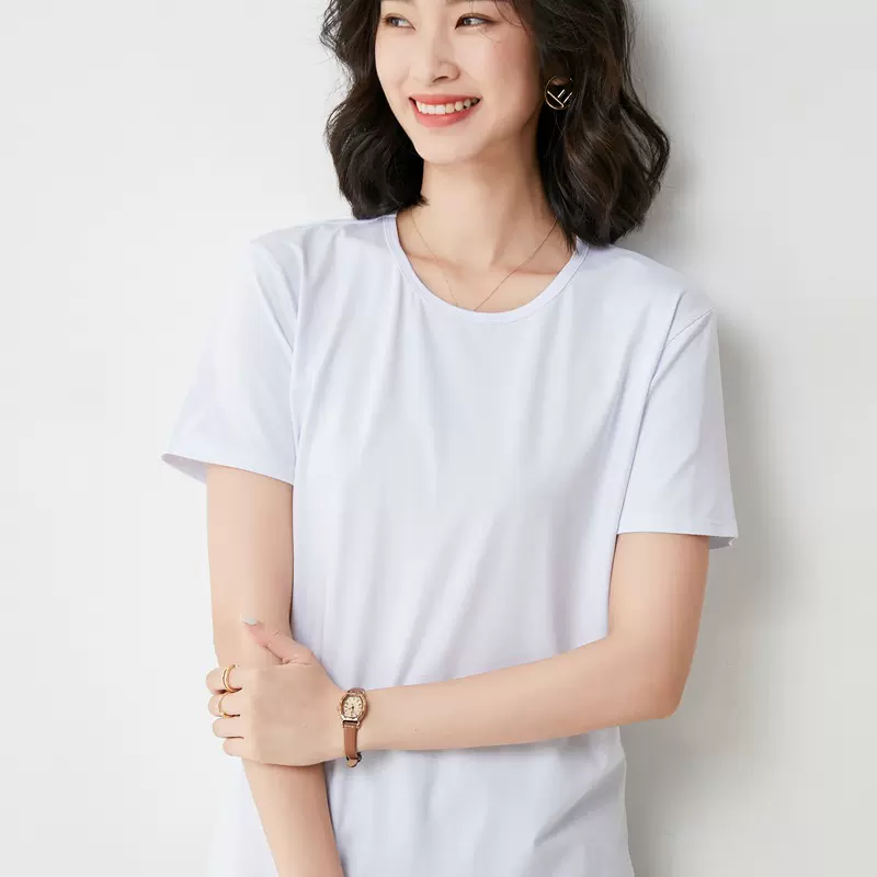 莫代尔短袖t恤女2025夏季 新款女装高端潮流上衣纯色打底白色背心