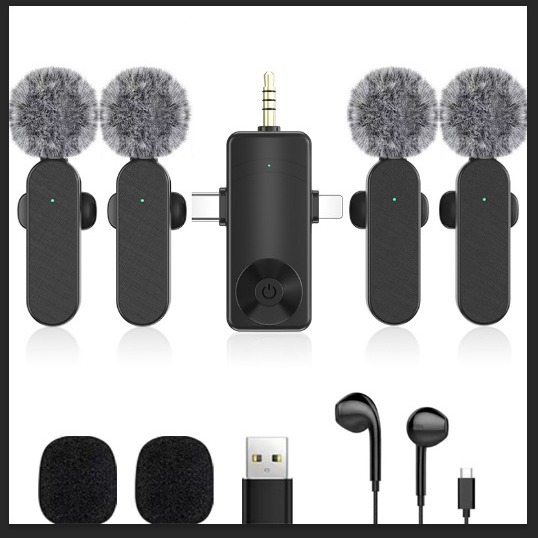 H20 one drag four cross-border new three-in-one wireless collar clip microphone trembles live small microphone wholesale