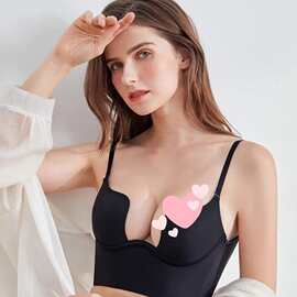 外贸跨境欧美大码美背内衣女性感U型大露背软钢圈文胸罩BCDEF批发
