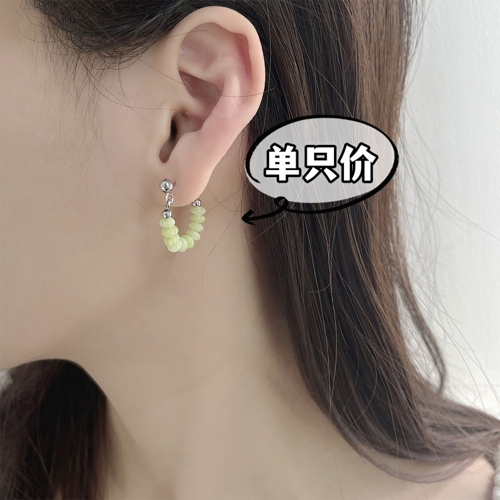 Pendientes tipo clip de jade Hetian, estilo chino vintage, sin perforación, diseño elegante artesanal