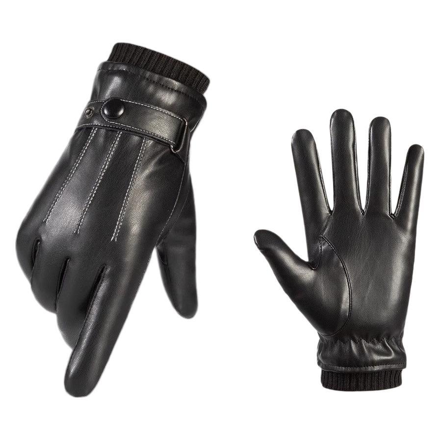 Fabricante directo para hombres tranvía PU piel guantes de pantalla táctil guantes de terciopelo guantes calientes de invierno otoño guantes de bicicleta al aire libre