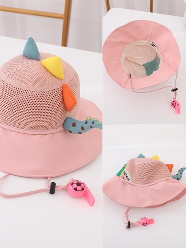 Children's Sun Hat Summer Unisex Kids Large Brim Sun Hat Baby Cartoon Mesh Sunshade Hat Fisherman Hat AA