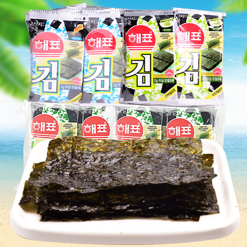 韩国进口海牌海飘即食海苔16g*40包烤紫菜儿童休闲零食批发