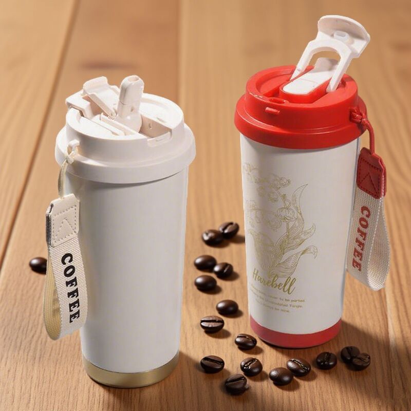 316 Stainless Steel Coffee Cup, Thermos Cup with Carrying Strap, Double Drinking Straw Cup, High-Looking Vacuum Double-Layer Car Water Cup 316 Stainless Steel Coffee Cup, Thermos Cup with Carrying Strap, Double Drinking Straw Cup, High-Looking Vacuum Double-Layer Car Water Cup