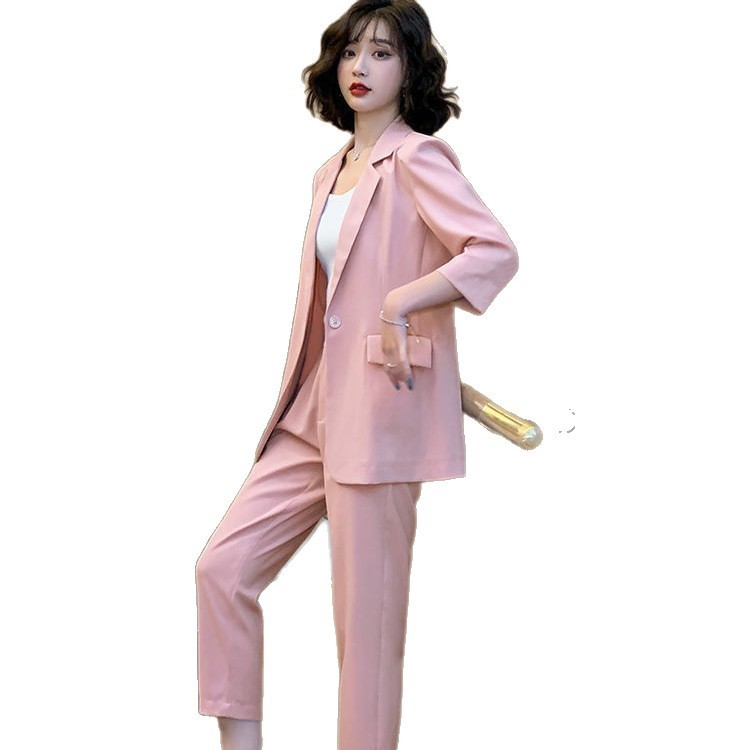 时尚气质西装套装女春夏季新款洋气休闲百搭减龄西服两件套女装|undefined