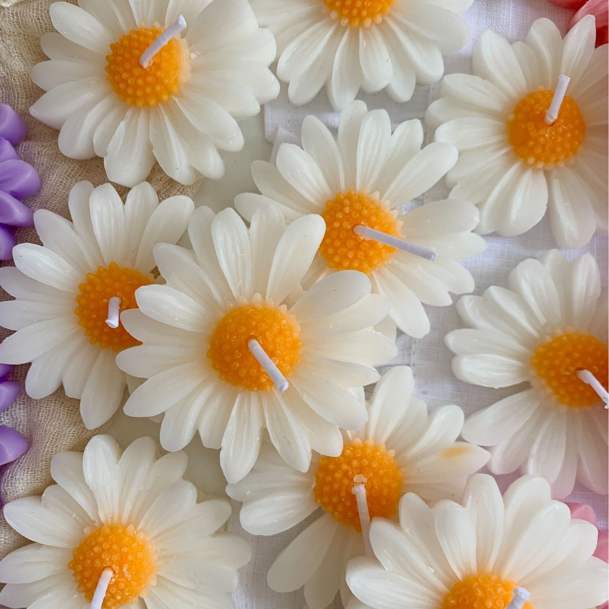 Vela aromática de margarida artesanal decoração e presente_voghion.com