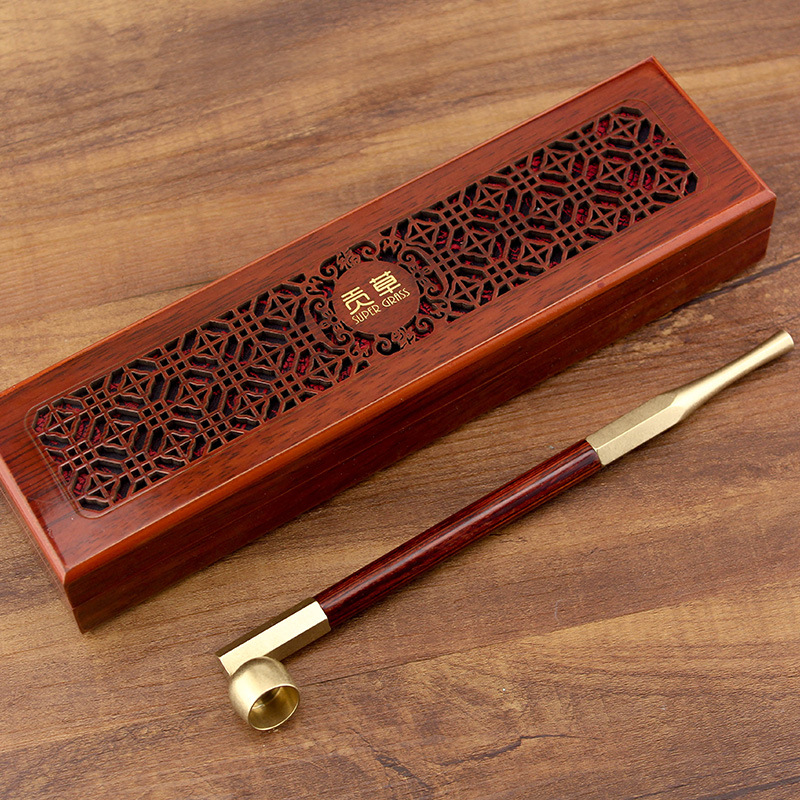 百诺BNP705烟袋锅烟锅传统手工烟袋锅红檀木旱烟杆大烟枪送爷爷