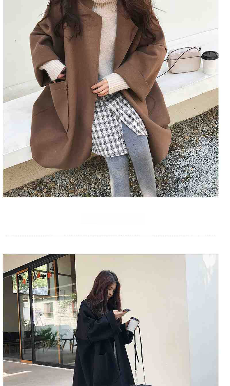 2021 Neue Herbst- und Winterjacke für Damen aus Wollstoff, Studentin im koreanischen Stil, mittellang, große Größe, lockerer Umhang, Hepburn-Mode_voghion.com