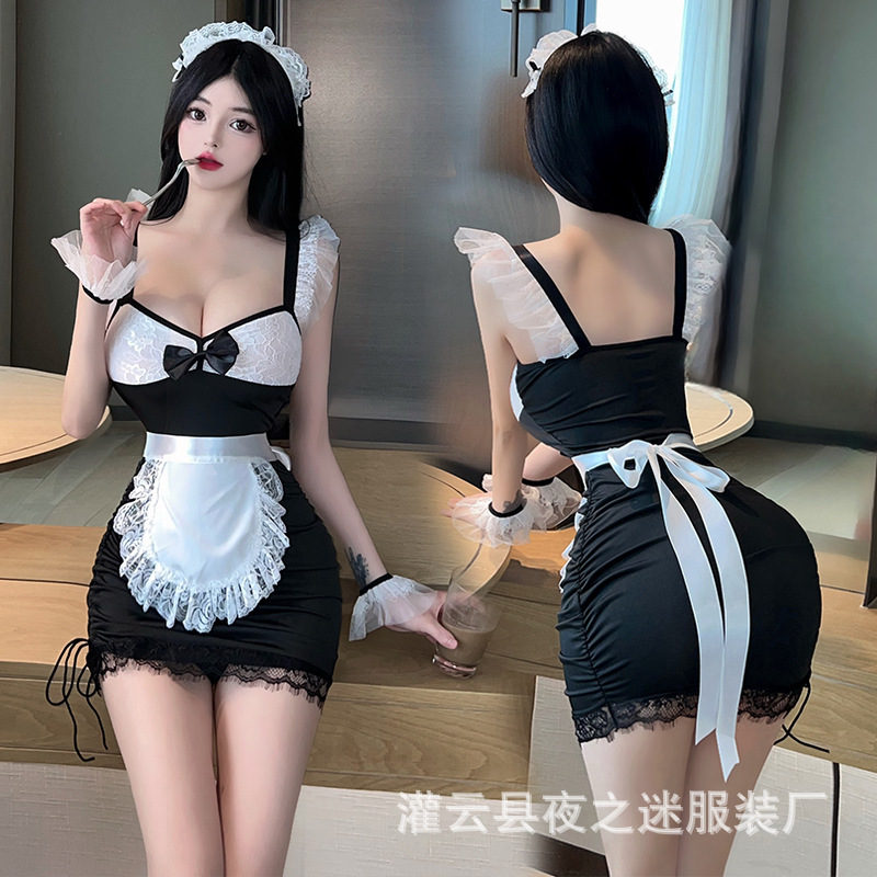 Night Fans Sexy Lingerie Sexy Maid Clothing Temptation Uniform Dating Suit No-take-off Pajamas Passion Robe 2758