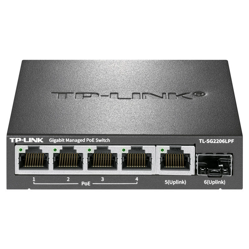 TP-LINK TL-SG2206LPF Гигабитный облачный коммутационный PoE коммутатор с оптикой 6 портов Гигабитный POE сетевой кабель питание