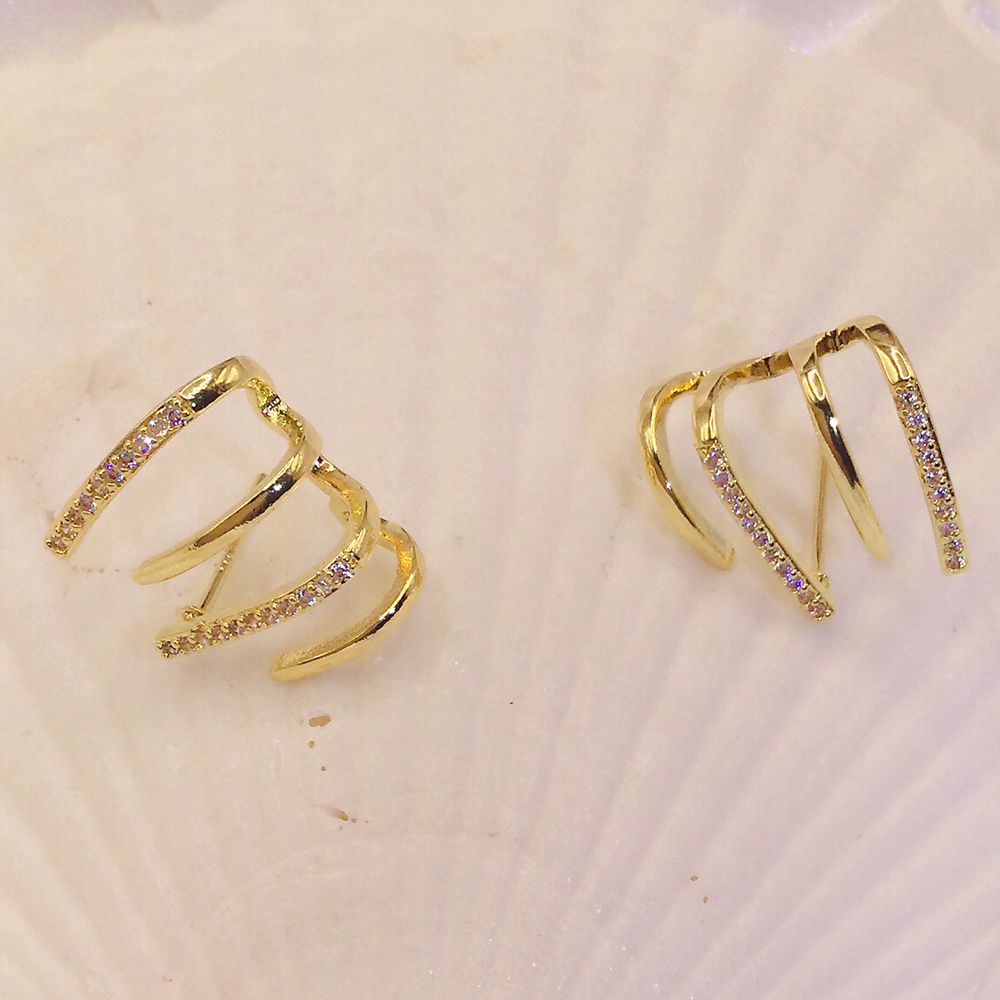Women'S Gender Plating, Inlay Design 1 Pair Simple Style Geometric Plating Inlay Copper Zircon 14k Gold Plated Ear Studs