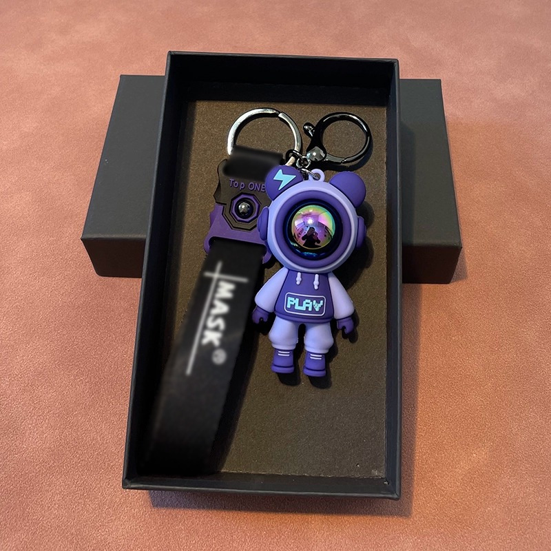 Keychain exquisito oso personalidad muñeca caricatura hombre y mujer llave de coche colgante bolsos colgante muñeca llavero