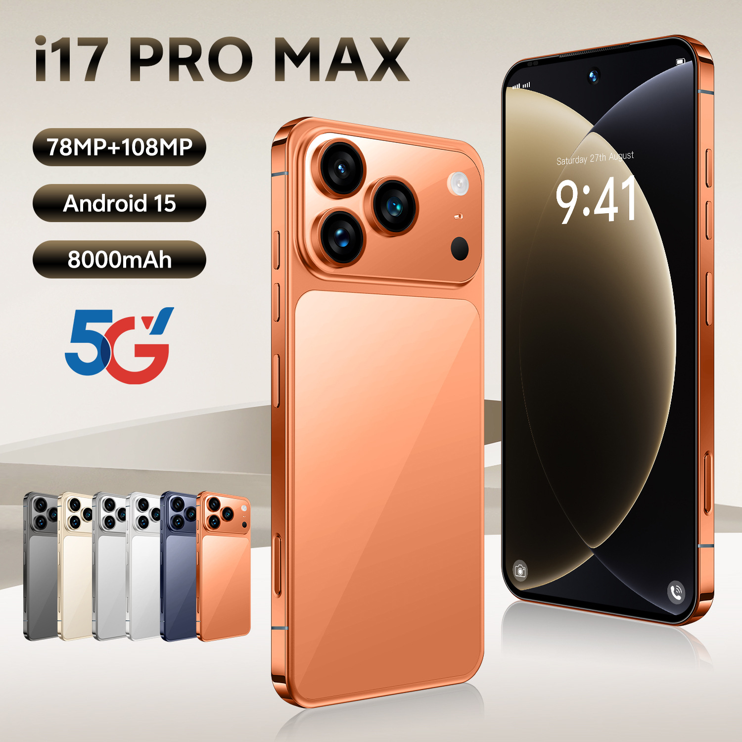 新款跨境智能手机 i17 Pro max  4+64  真4G网络  7.3英寸 安卓15