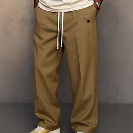 (现货)欧美跨境2026亚马逊独立站秋冬新款卫裤男装休闲宽松直筒裤
