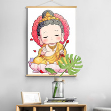 佛像挂图观音保平安佛堂供奉挂画卷轴画沙发背景墙实木挂轴画