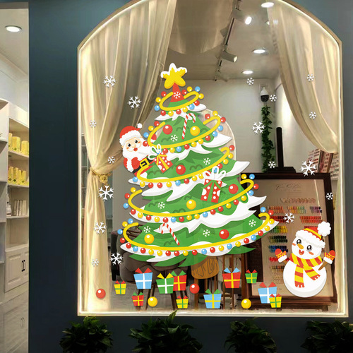 2026 Christmas decorations colorful Christmas trees electrostatic glass stickers window grilles atmosphere