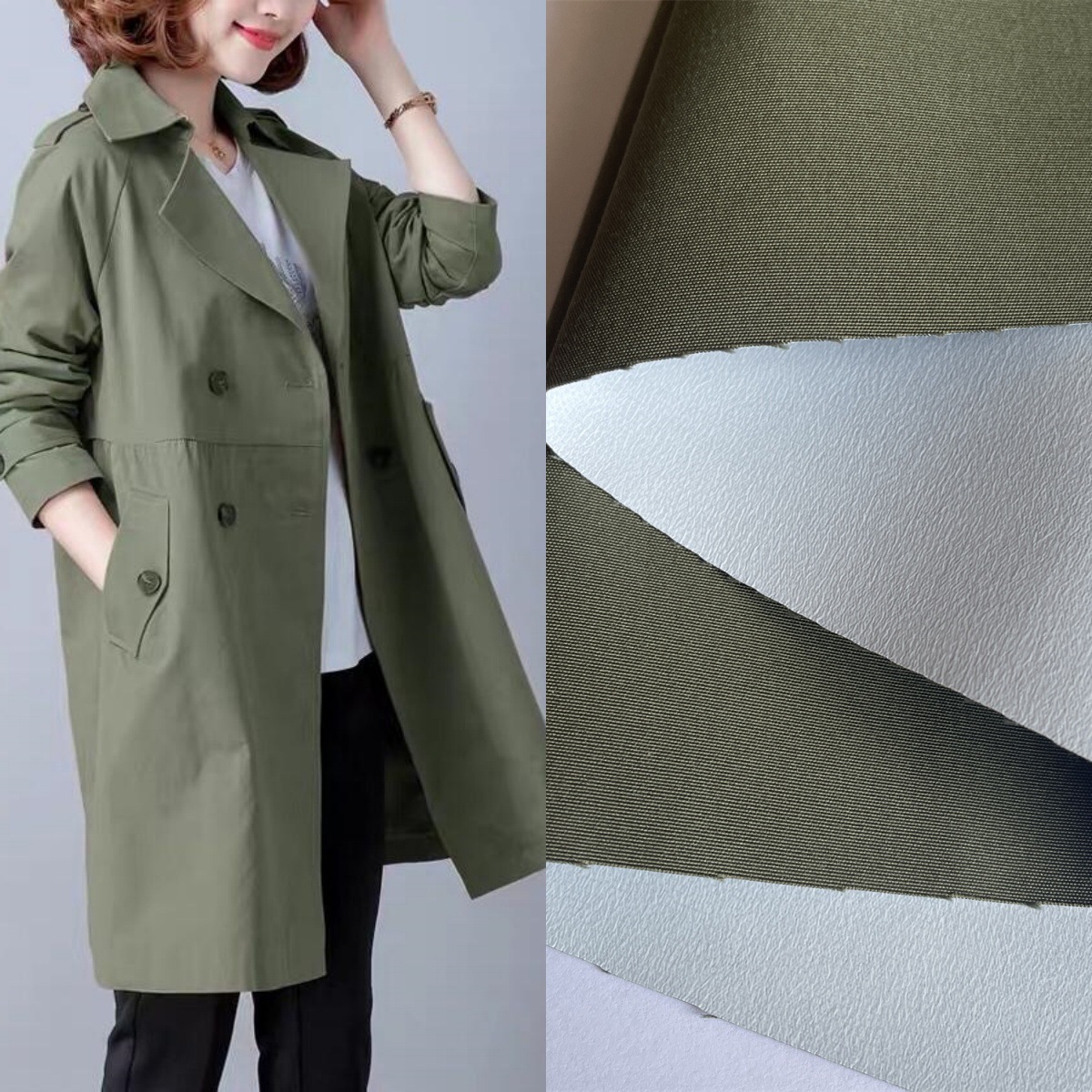 全涤仿棉PU贴膜新款面料 防水防风防绒保暖羽绒服冲锋衣户外面料