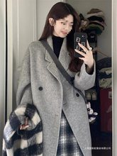 灰色毛呢外套女2025年新款秋冬装韩系小个子感中长款呢子大衣