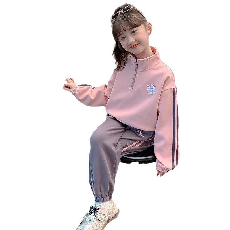 Traje de otoño e invierno para niñas 2024 nuevo estilo estilo occidental para niños deportes de otoño para niñas moda casual de dos piezas estilo de primavera y otoño