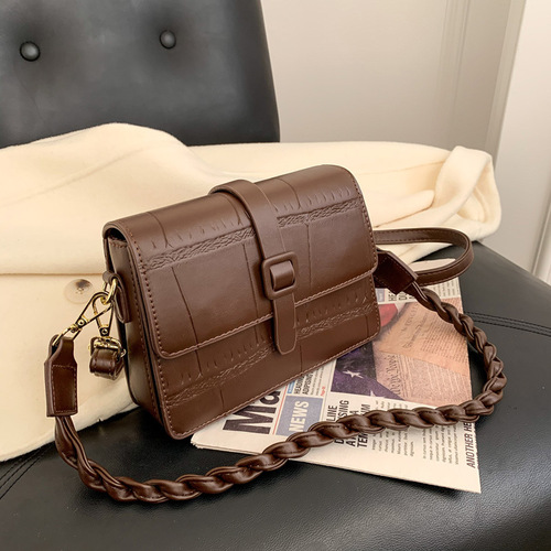 New small bags for women in autumn and winter 2024 new trendy Korean style fashionable stone pattern one-shoulder cross-body hand-carrying small square bag