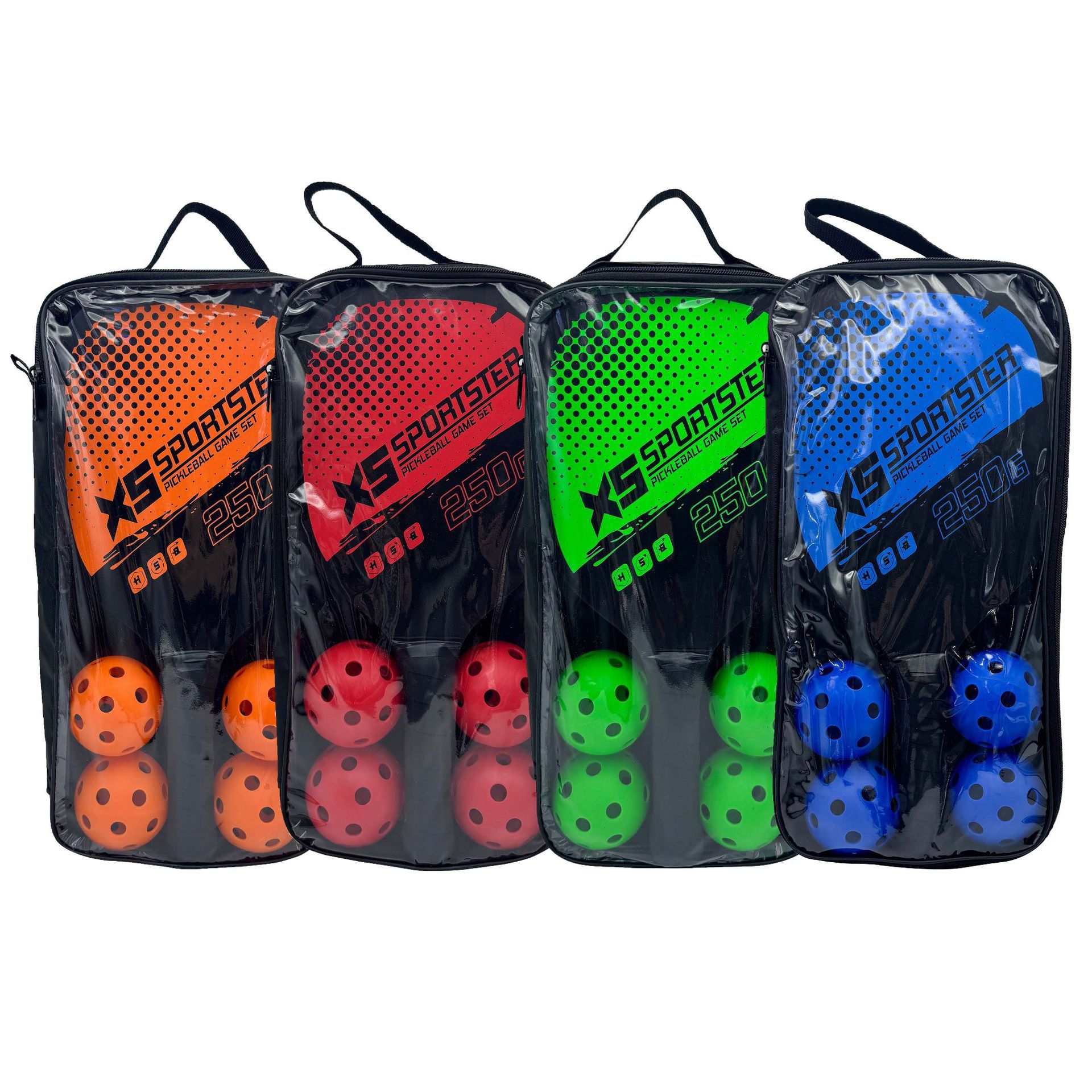 [in Stock] Cross-Border Poplar Wood Pickleball Paddle Beach Paddle Wooden Set with Balls Outdoor Sports 2 Paddles 4 Balls Set