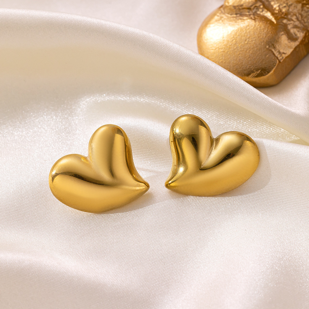 10g Weight 304 Stainless Steel Ear Needle Material Ear Studs Classification 1 Pair Quantity Holiday, Daily Occasion Titanium Steel Material Irregular, Heart Shape Pattern Women's Gender Plating Design Basic, Simple Style Style 1 Pair Basic Simple Style Irregular Heart Shape Plating Titanium Steel Ear Studs 4