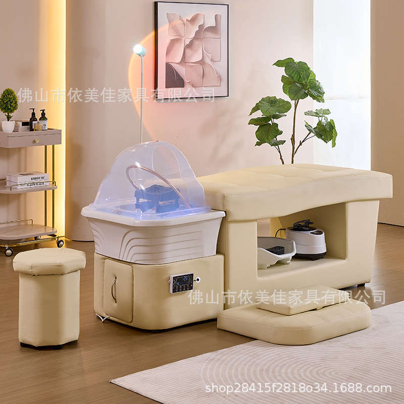 Lavabo de cerámica, masaje, cama de champú, cama de terapia de cabeza gruesa, circulación de agua, cama de descarga, sopa medicinal, peluquería, salón de belleza, centro de salud