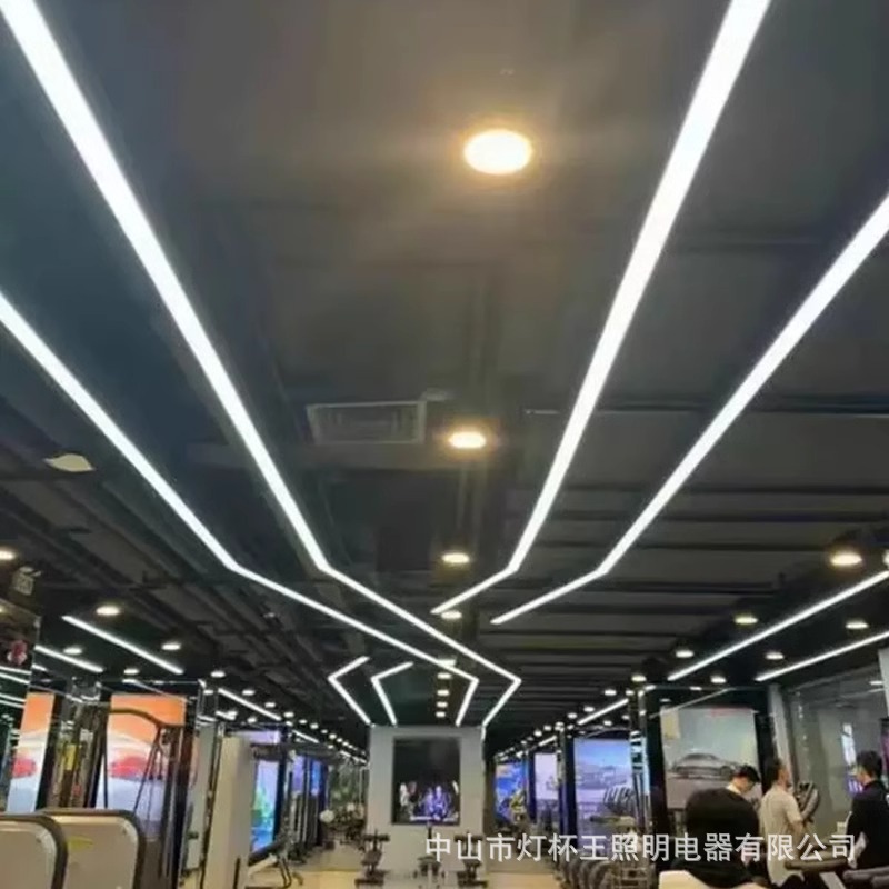 Lámpara larga de costura sin costura LED, estilo de gimnasio de oficina, centro comercial, lámpara de billar de supermercado, lámpara de ambiente de sala de billar