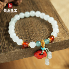 新中式手串朱砂祥云锁天山翠手工串珠男女款手链清新串珠饰品礼物