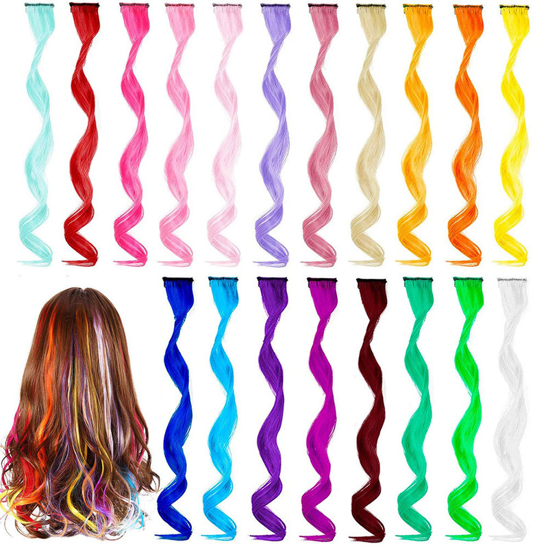 Colorful Gradient Seamless One-piece Curly Hair Extensions One-piece Colorfulful Long Curly Chemical Fiber Hair Wigs Cross-border Export