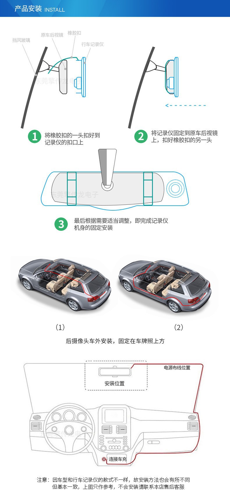 Factory Hot Sale 5.5inch Touch Screen Streaming Driving Recorder 1080P High Definition Cross-Border Front and Rear Dual Lenses