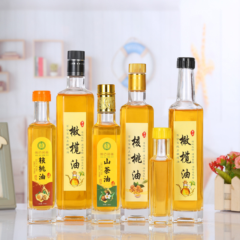 亚麻籽油500ml装核桃油瓶麻油瓶山茶油瓶 橄榄油瓶玻璃油瓶空瓶子