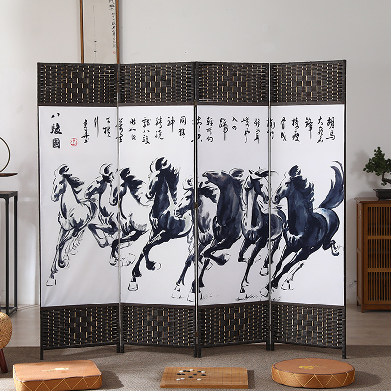中国風のシンプルなスクリーンパーティション壁屏風リビングルーム寝室ブロッキングシンプルモダンな折りたたみモバイル布バリアホーム