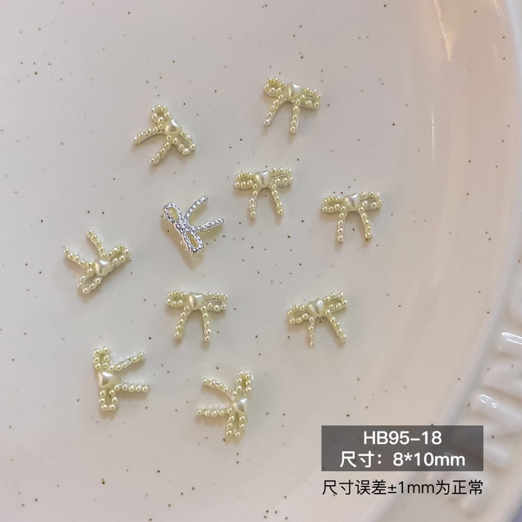 新款芭蕾风珍珠蝴蝶结饰品镶钻珍珠飘带百搭法式立体彩色领结|undefined