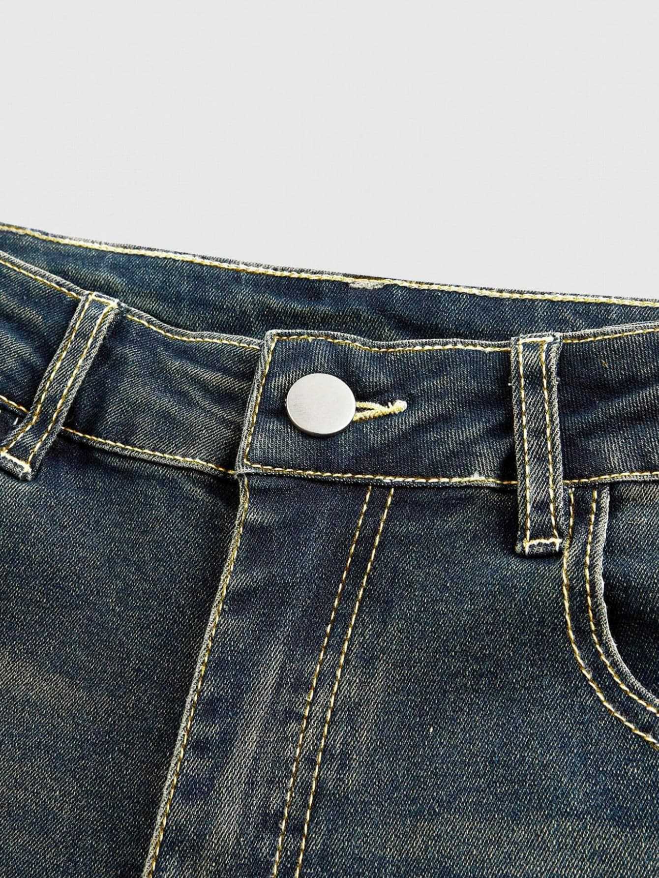 Women's Slim Fit Embroidered Jeans Blue Stretch Denim Trousers_voghion.com