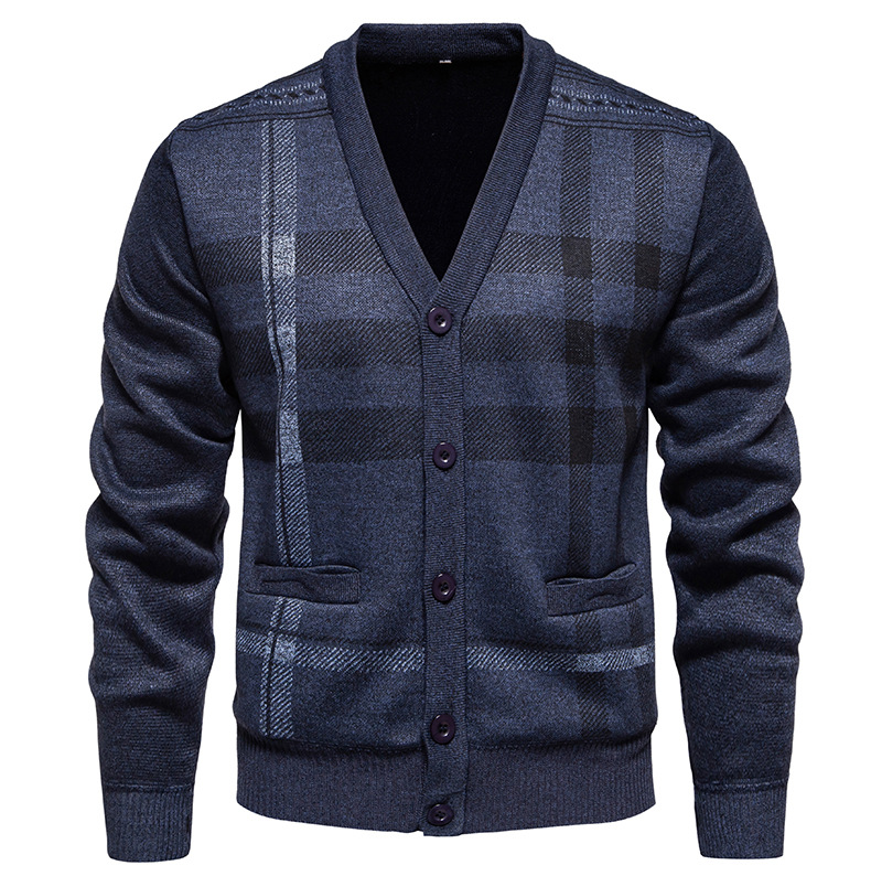Herren Strickjacke Casual Einfarbig Gefüttert Winterpullover_voghion.com