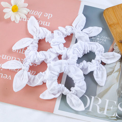 Selected Cross-border Large Intestine Bracelet for Women, 100% Cotton, DIY White Tie-Dye Hair Ties for Ladies, High-End Hair Accessories, Bulk Wholesale