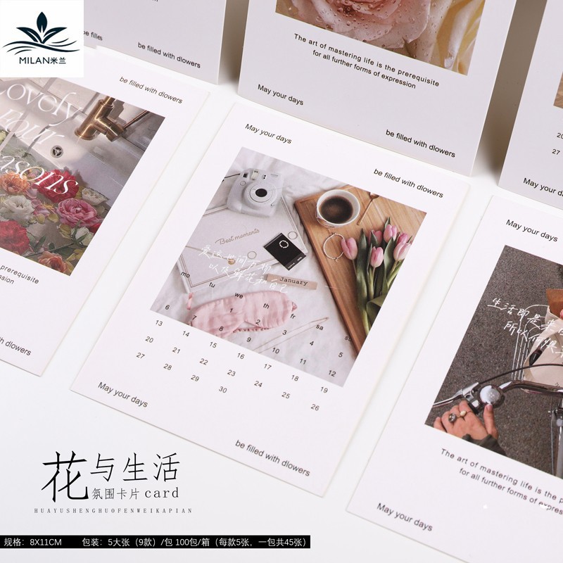 Tarjeta de felicitación floral tarjeta de agradecimiento fresca Tarjeta de bendición de vacaciones creativa Mensaje de confesión tarjeta colgante Etiqueta de flor