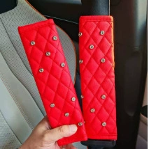 Seat belt shoulder pad: crown with rhinestones shoulder pad covers